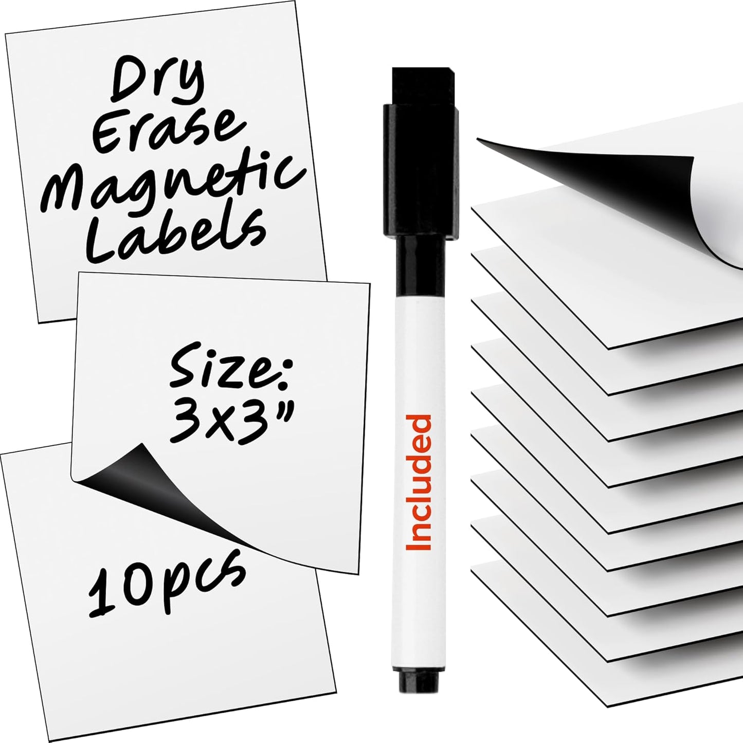 Dry Erase Magnetic Labels - Reusable Sticky Notes - Notepads for Refrigerator - Dry Erase Magnet Sheets - Blank Magnet Stickers to Write On - Magnets for Whiteboard Classroom Fridge