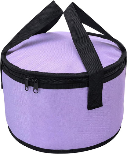 Insulated Cooler Pie Carrier Round Thermal Casserole Carrier,Polyester Fabric Cooler Lunch Bag for Hot or Cold Food transport,Large Size (Purple, Diameter 11 inches)