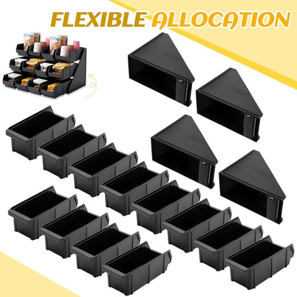 Novabright 6 Compartment Serve Condiment Bin Self Serve Condiment Packet Organizer Stand Countertop Plastic Containers Storage Display Rack for Coffee Shops Restaurants Bars(6 Bin)