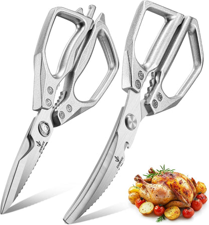 Heavy Duty Kitchen Shears 2 Pack, Full-Size Stainless Kitchen Scissors