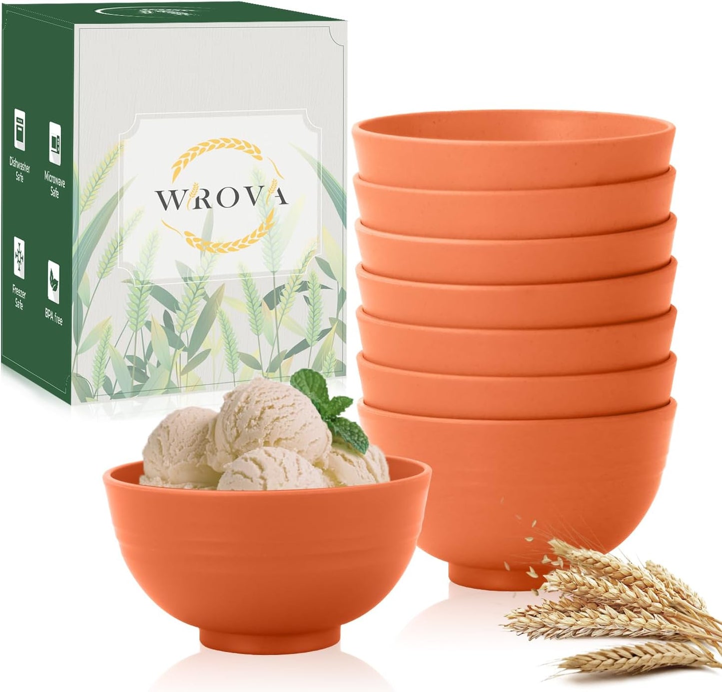 Wheat Straw Bowl Sets,8 PCS Unbreakable Cereal Bowl 26 OZ,Microwave and Dishwasher Safe Bowls,Bowl Sets for Camping and Picnic BPA Free Colorful Salad Bowls for Serving Soup,Oatmeal and Fruit Etc…
