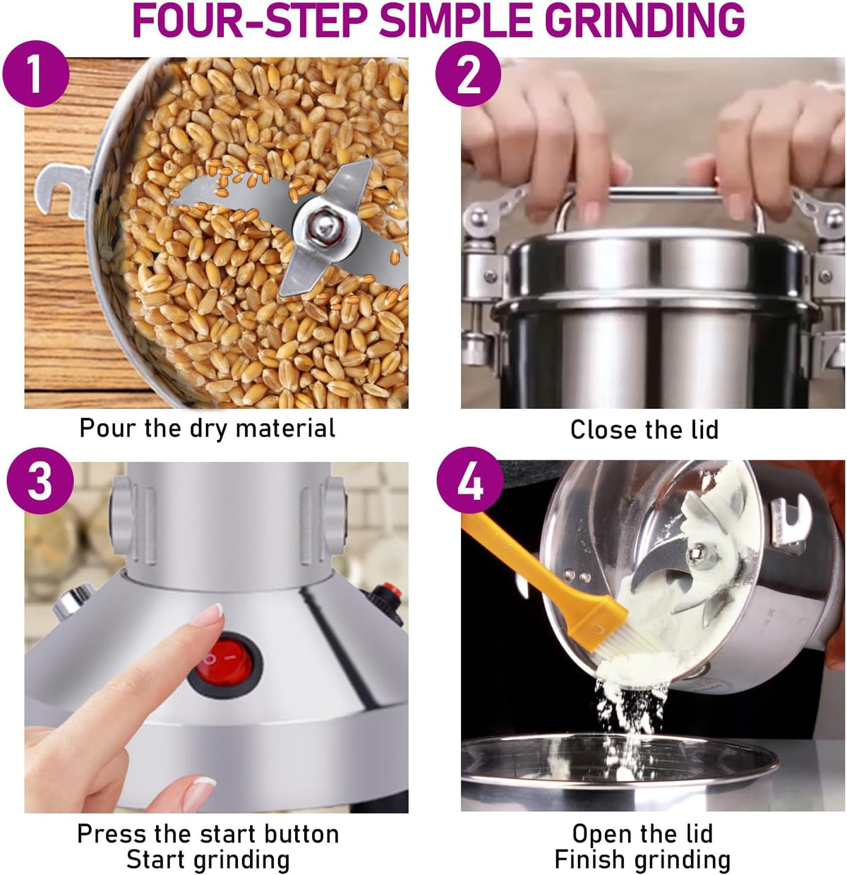 150g Grain Mill, 304 Stainless Steel Spice Grinder, 1500W High-speed Commercial Flour Mill, Superfine Flour Mill Grinder for Home, Grain Mill for Flour