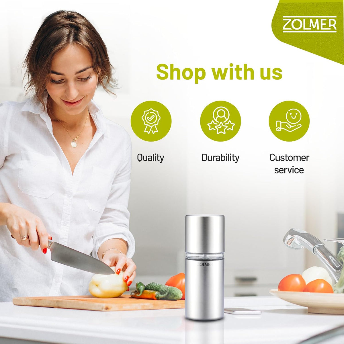 Spice Grinder with Storage Container for Fine Nutmeg Powder - SIlver