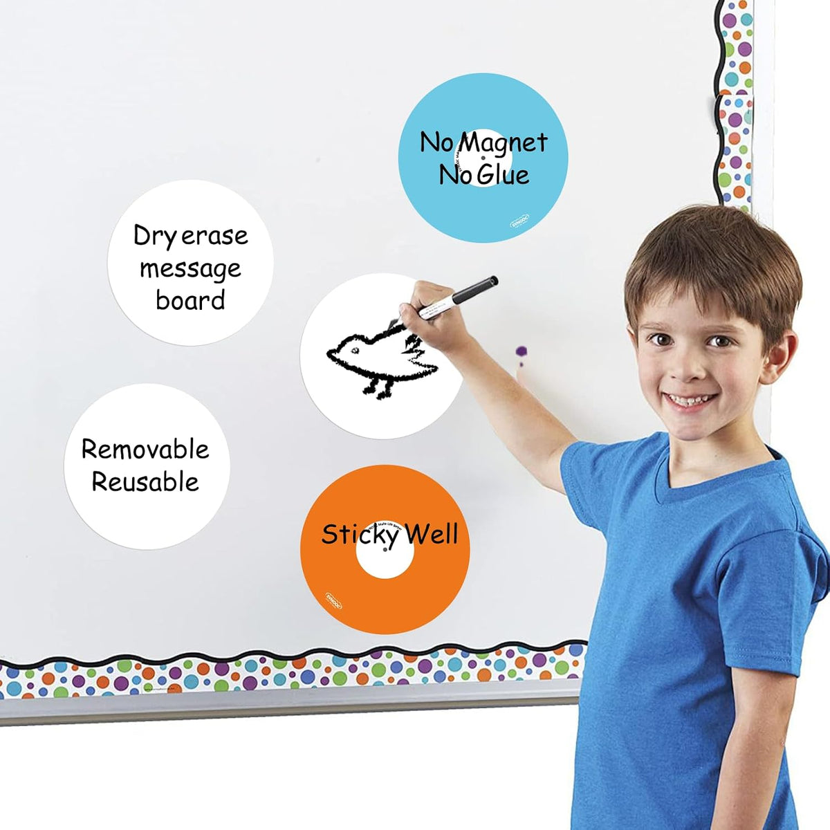 SVNOOC Multi-Use Removable Dry Erase Labels Stickers, White, Reusable Sticky Notes for Kitchen Office School All Purpose Use(1.25 * 3.5 inches White)