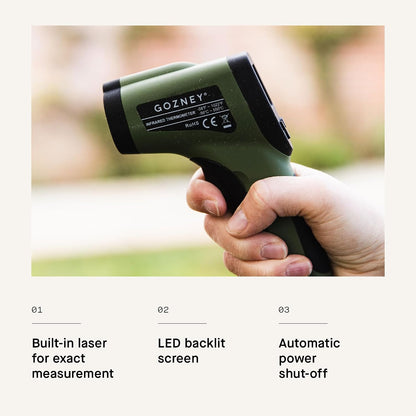 Gozney Infrared Thermometer, Built-in Laser Thermometer with LED Screen