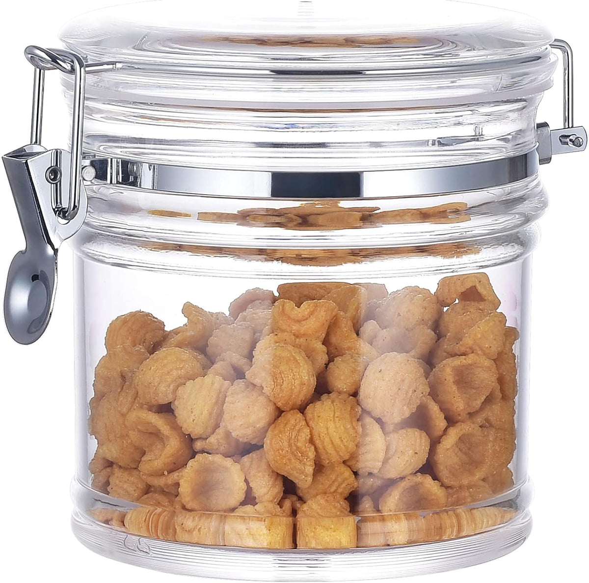64 oz Reinforced Large Acrylic Canister with Locking Clamp, Airtight Flip Jar | Food Storage Container for Flour, Sugar, Coffee, Candy, Cookie etc