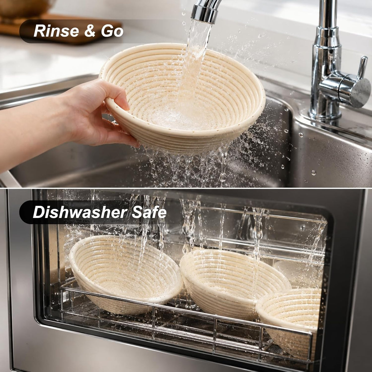 9" Round Banneton Bread Proofing Basket, Family Kit Sourdough Basket