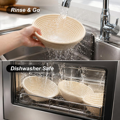 9" Round Banneton Bread Proofing Basket, Family Kit Sourdough Basket
