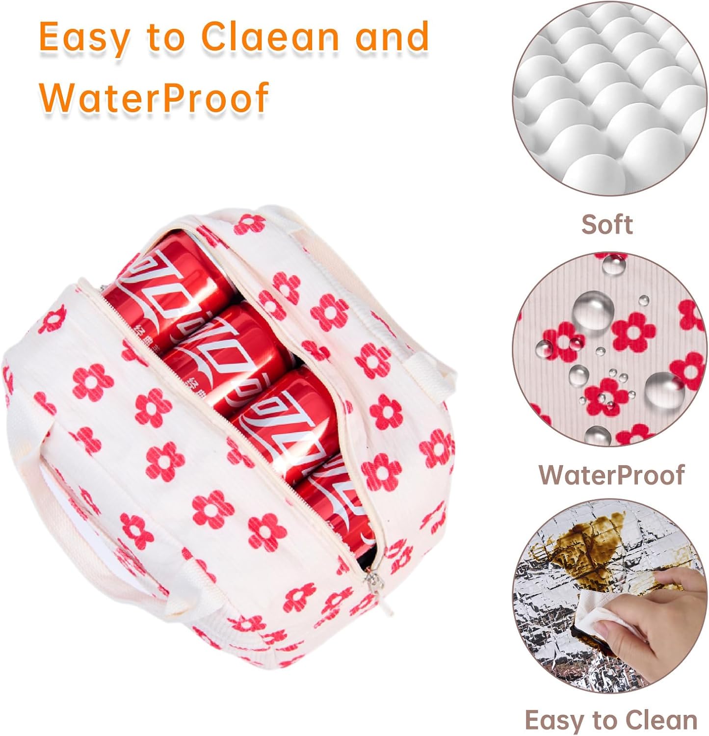 Lunch Bag for Women Men Girl,Large Cute Corduroy Lunch Tote Bags - Reusable Insulated Lunch Box for women with Handle, Leakproof WaterProof Design for Office, School, Work,Picnic.