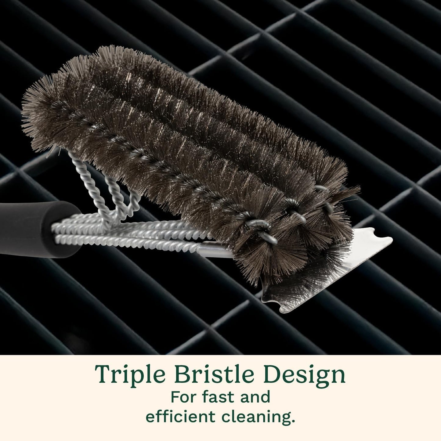 Cuisinart Stainless Steel 16.5" Long Handle Grill Cleaner Brush and Scraper for BBQ, Griddle, Grills, Cookout Tool, Grill Brush for Outdoor Grills BBQ Accessories