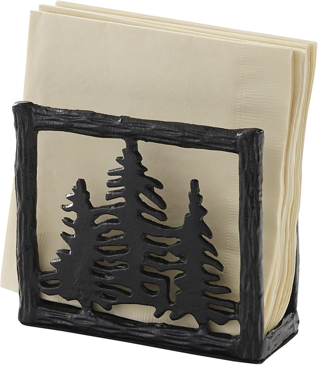 Park Designs Tree Tops Two Tier Napkin Holder, Lodge Metal Tiered Tabletop Storage, Cabin Dual Serving Caddy Organizer