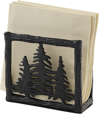 Park Designs Tree Tops Two Tier Napkin Holder, Lodge Metal Tiered Tabletop Storage, Cabin Dual Serving Caddy Organizer