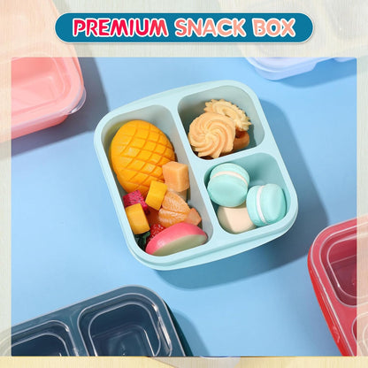 Honeydak 5 Pack Snack Containers 3 Compartment Bento Snack Boxes Divided Meal Prep Containers with Lids Reusable Adults Lunch Food Storage Box for School Work Travel(Elderberry)