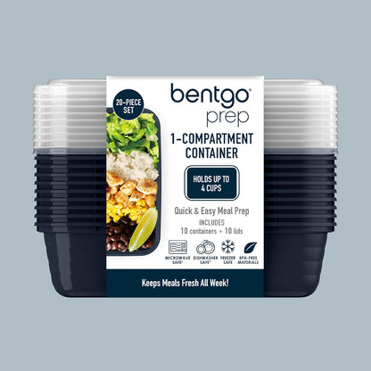 Bentgo Prep - 20-Piece 1-Compartment Reusable Meal Prep Containers with Lids, PFAS & BPA Free Materials, Durable, Microwave, Freezer, & Dishwasher Safe To Go Food Storage (Gold)