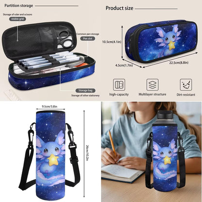 Cute Capybara Pizza Backpack for Girls, 5 Pcs Boys School Bag Set for Kids, 17 Inch Backpacks Lunch Pencil Box Reusable Utensils Case Set for Middle Elementary School, 3rd Grade Backpack