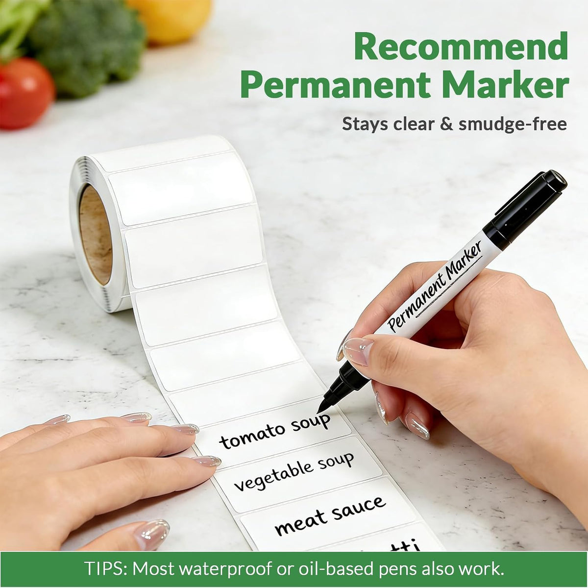 NATURALABEL 700 PCS Blank Removable Freezer Labels - Food Labels with Perforated Lines, for Meal Prep Containers (4/5" x 2", 2 Rolls, 350 Count/Roll)