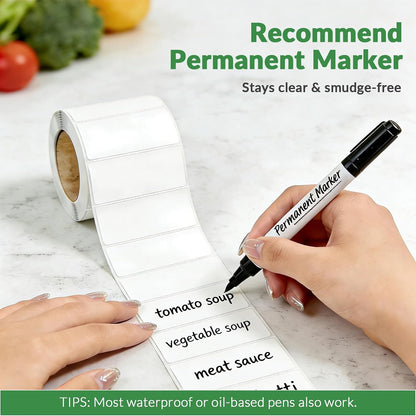 NATURALABEL 700 PCS Blank Removable Freezer Labels - Food Labels with Perforated Lines, for Meal Prep Containers (4/5" x 2", 2 Rolls, 350 Count/Roll)