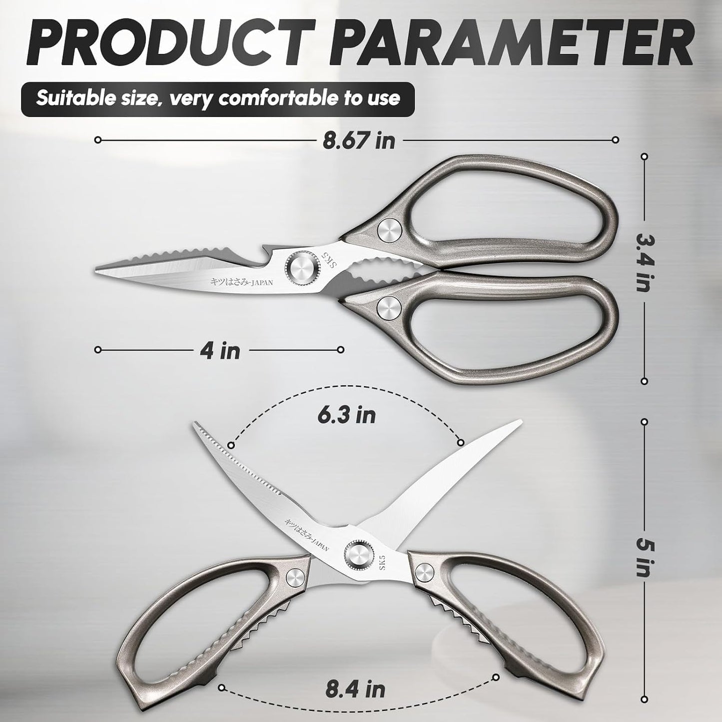 SSGP Kitchen Shears Set, All Purpose Heavy Duty Poultry Shears, Sharp Japanese Meat Scissors, Dishwash Safe Stainless Steel Kitchen Scissors for Food, Chicken Bones, Turkey, Cooking Gifts for Men Dad