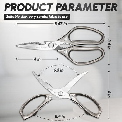 SSGP Kitchen Shears Set, All Purpose Heavy Duty Poultry Shears, Sharp Japanese Meat Scissors, Dishwash Safe Stainless Steel Kitchen Scissors for Food, Chicken Bones, Turkey, Cooking Gifts for Men Dad