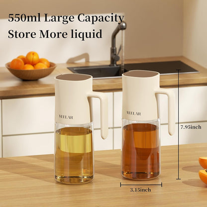 2 Set 550ml Glass Olive Oil Dispenser Bottle(White)