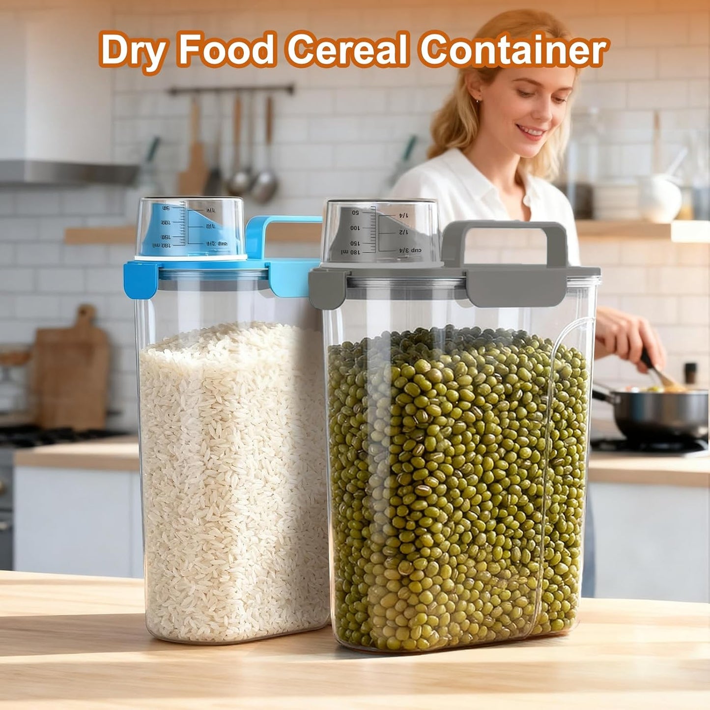 Uppetly Dog Cat Food Storage Container, 5-7Lbs Pet Food Containers, Airtight Cat Food Container with Portable Handle & Measuring Cup, Small Animal Dry Food Dispenser for Dogs, Cats and Birds Green