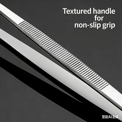 2-Pack 12-Inch BBQ Kitchen Tweezers Tongs, Extra-Long Stainless Steel Cooking Tweezers Dishwasher Safe for Grilling, Baking & Food Prep (12Inch BBQ Tongs)