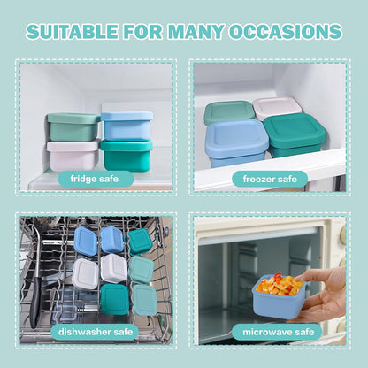 Finorder 6 Pack 3.5 oz Silicone Food Storage Containers Leak Proof Food Snack Storage Cubes,Reusable Small Containers with Lids Freezer Dishwasher Safe Lunch Box for Picnic, Gym, Work