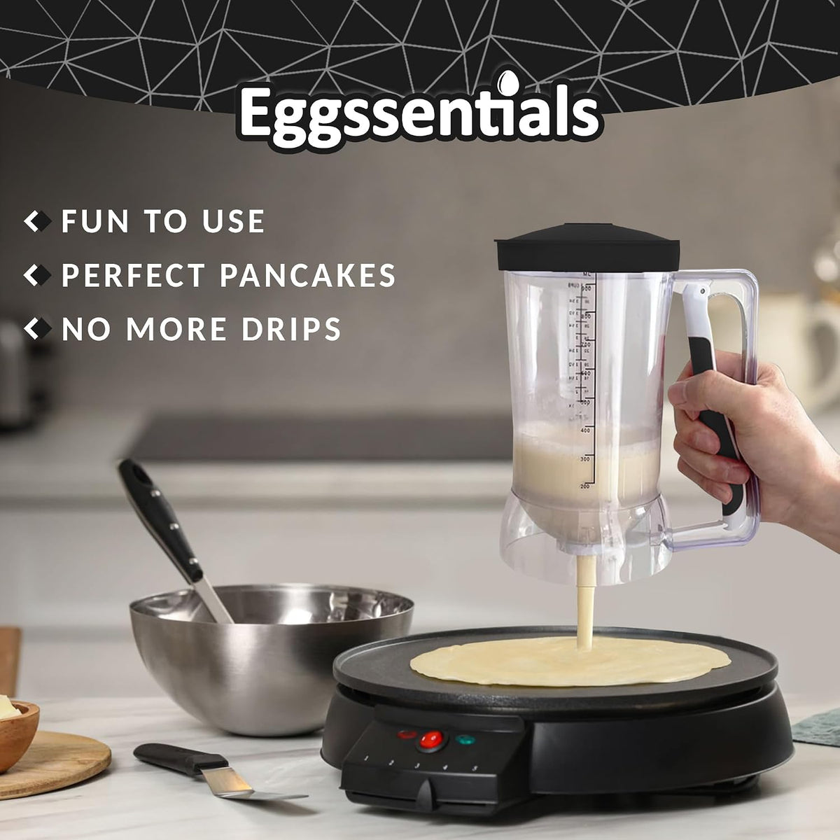 Eggssentials Pancake Batter Dispenser with Squeeze Handle Pancake Dispenser
