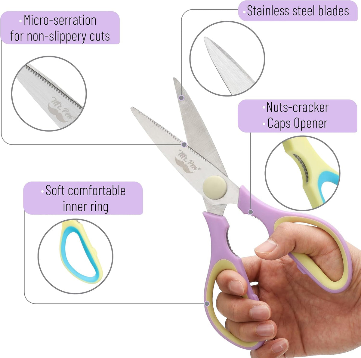 Mr. Pen- All Purpose Kitchen Shears with Protective Sheath, 8 Inch