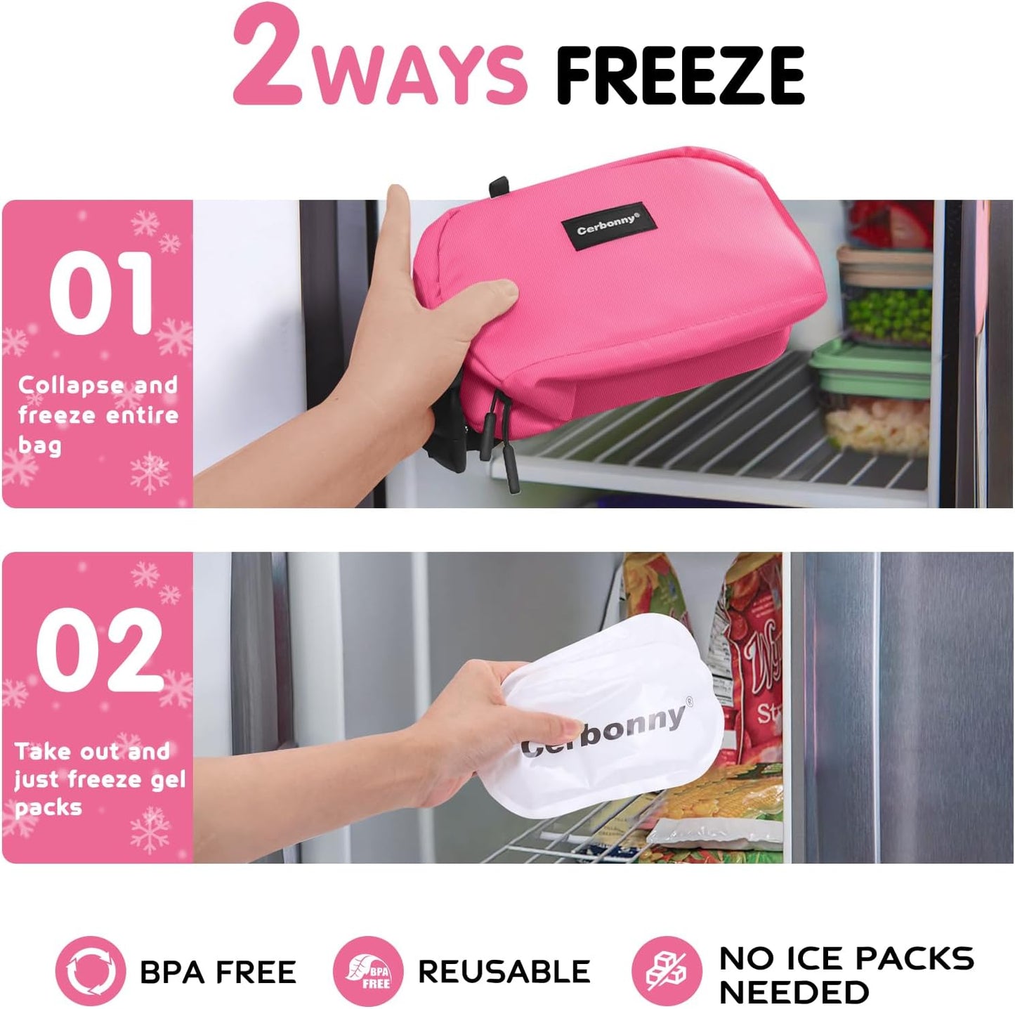 Cerbonny Freezable Cooler Bag for Work/School Travel - Mini Insulated Bag Fit For Yogurt