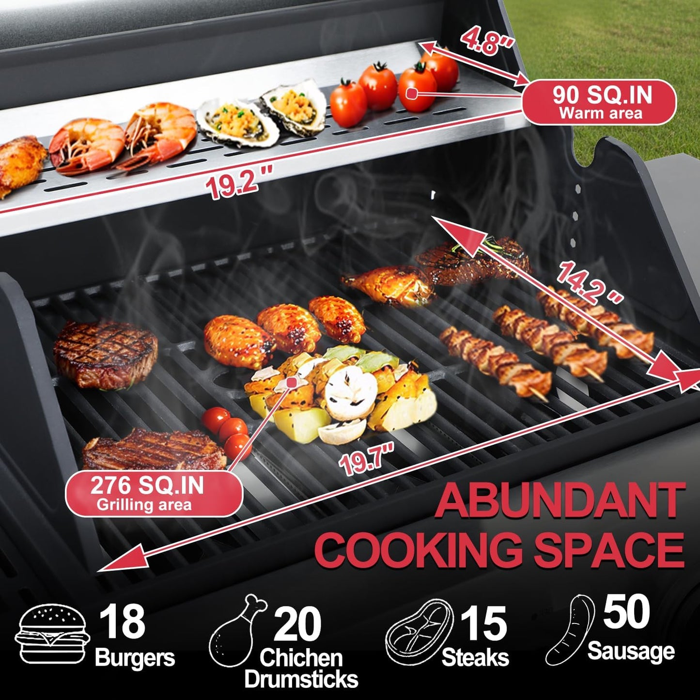 69,000 BTU 6+1 Burner Propane Gas Grill with Cast Iron Grids & Griddle Plate, Double-Wall Stainless Steel Lid – Even Heat, Easy Clean, Perfect for Backyard BBQ