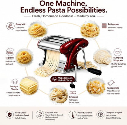 XINGYUEXUAN Pasta Maker Machine, Manual Noodle Maker, 2mm & 4mm Cutters