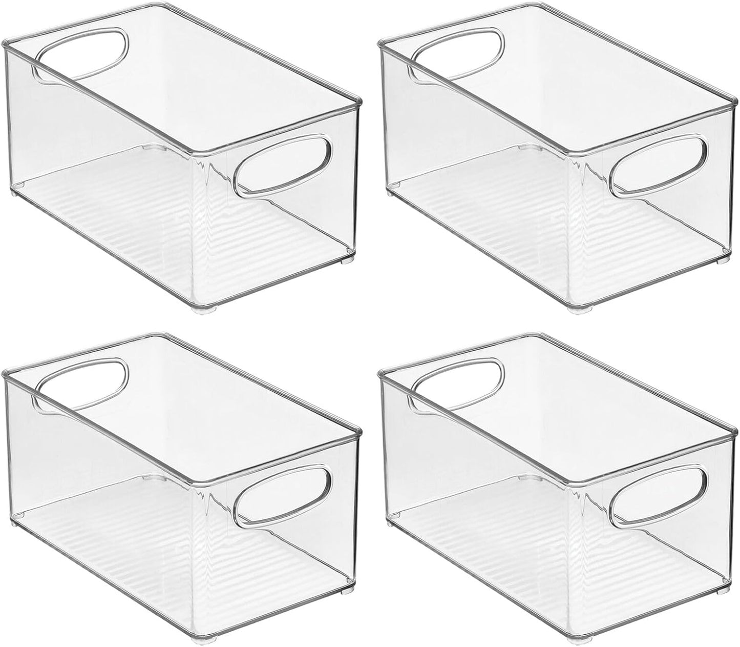 mDesign Deep Plastic Storage Organizer Container Bin, Office Organization for Filing Cabinet, Cupboard, Shelves, and Desk - Holds Notepads, Pens, Pencils, Highlighters, and Staplers - 2 Pack - Clear