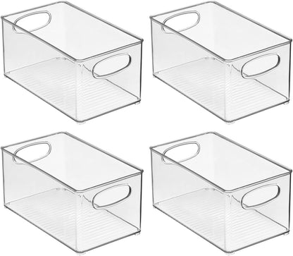 mDesign Deep Plastic Storage Organizer Container Bin, Office Organization for Filing Cabinet, Cupboard, Shelves, and Desk - Holds Notepads, Pens, Pencils, Highlighters, and Staplers - 2 Pack - Clear