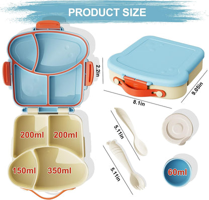 Kids Bento Lunch Box, Toast Shaped 4-Compartment 31OZ Container with Sauce Cup & Utensils (Ages 3+) Leak-Proof, Drop-Proof, Dishwasher Safe | BPA-Free Reusable Lunch Box for School, Travel | Pink
