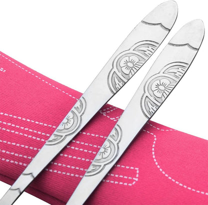 SENHAI 8 Pieces Flatware Sets Knife, Fork, Spoon, Chopsticks, 2 Pack Rustproof Stainless Steel Tableware Dinnerware with Carrying Case for Traveling Camping Picnic Working Hiking