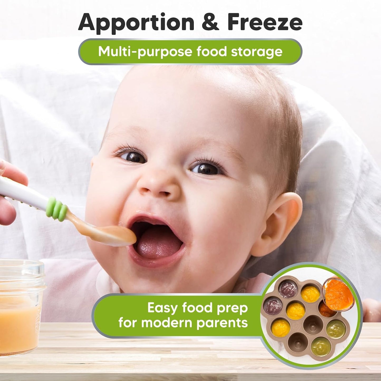 KeaBabies Silicone Food Freezer Trays with Lid, 2oz x 10 Pods Baby Food Storage Containers, Easy Puree Meal Prep, Breast Milk Silicone Freezer Molds, Dishwasher, Microwave Safe, BPA-Free (Slate)