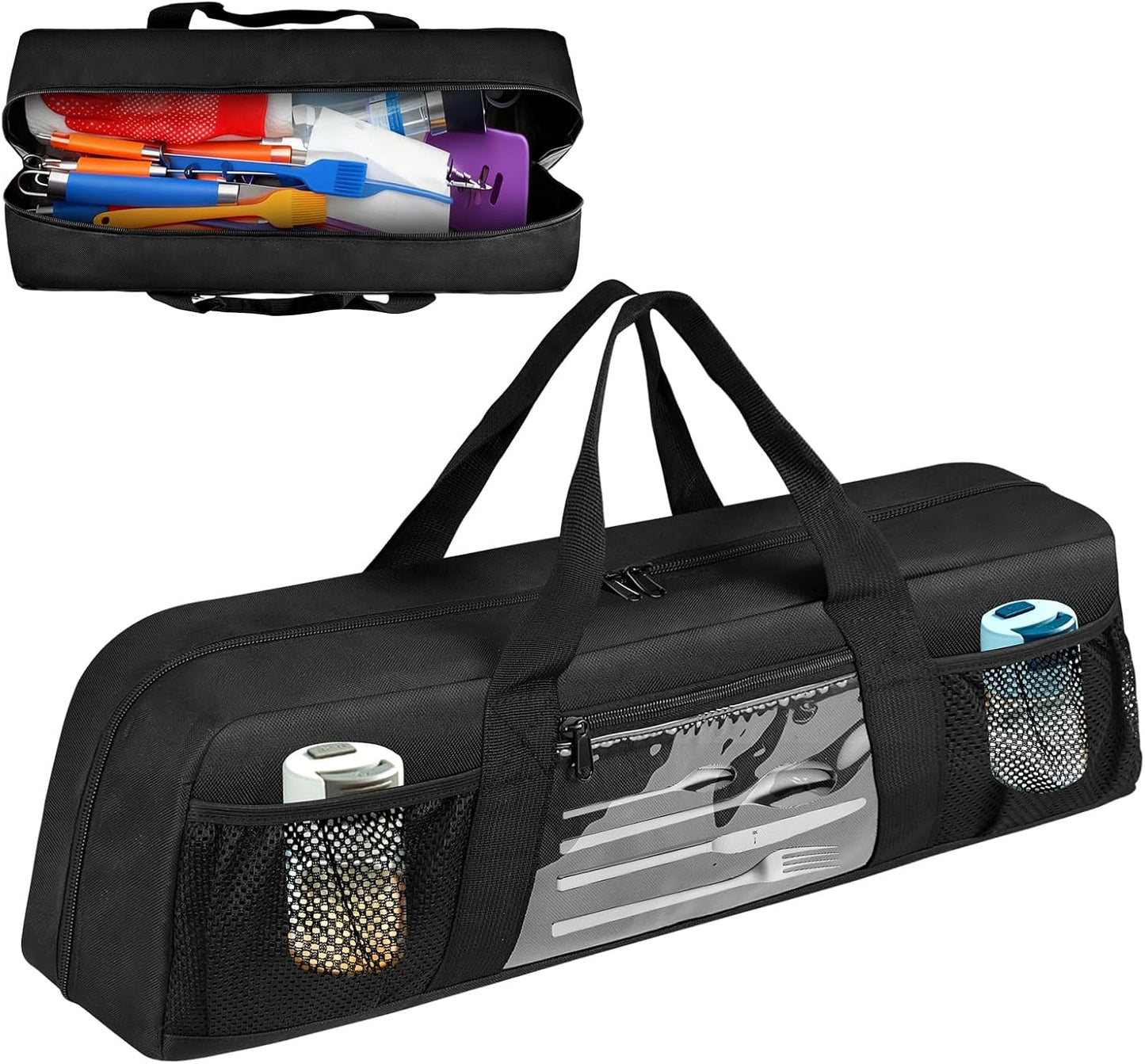 Boczif Grill Utensil Storage Bag, BBQ Tool Organized Bags, Barbecue Hardware Grill Accessories Carry Bag, Picnic Cooking Tools Holder Pouch for Camping, Outdoor BBQ