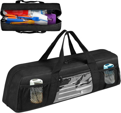 Boczif Grill Utensil Storage Bag, BBQ Tool Organized Bags, Barbecue Hardware Grill Accessories Carry Bag, Picnic Cooking Tools Holder Pouch for Camping, Outdoor BBQ