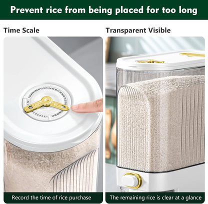 Lenwi 22-25 Lbs Rice Dispenser, Large Cereal Dry Food Storage Containers with Measuring Cup,BPA-Free Household for Kitchen Pantry Organization-Grey