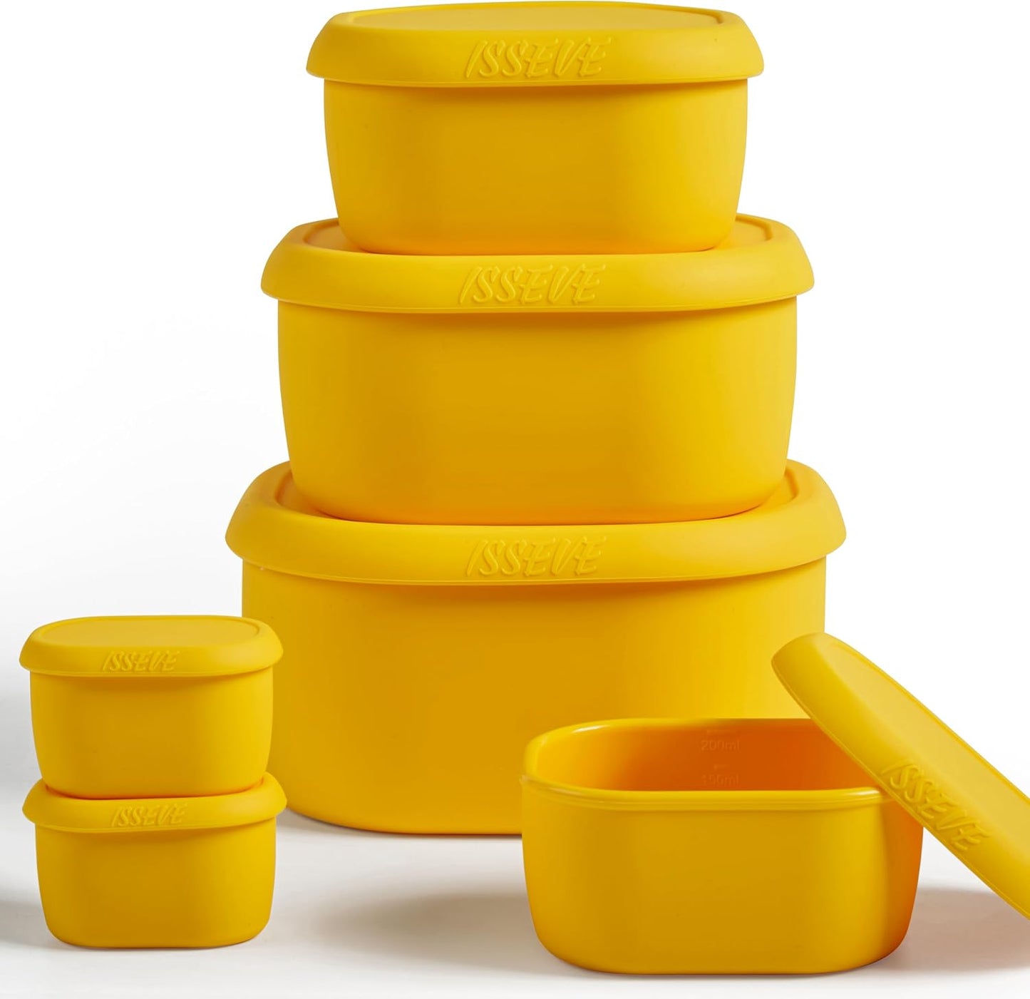ISSEVE 6Pcs/Set Nesting Silicone Food Storage Containers with Lids, BPA Free Reusable Meal Prep Silicone Containers Lunch Box Bento Box Set (33.8oz, 20oz, 10oz, 6.7oz, 1.3oz) (Purple)