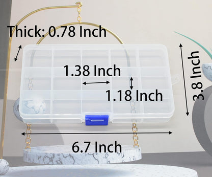 Yansanido 4 Pcs 15 Grids Clear 6.85 Inch X 3.85 Inch Adjustable Small Removable Clear Plastic Jewelry Organizer Divider Storage Box Jewelry Earring Tool Containers