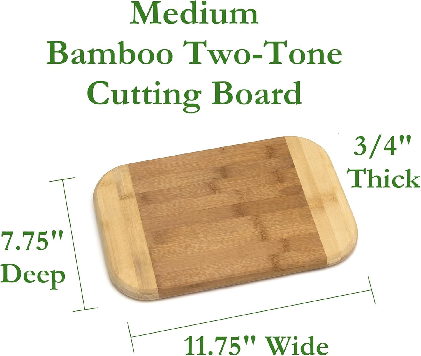 Lipper International Bamboo Wood Two-Tone Kitchen Cutting and Serving Board, Small, 7 3/4" x 6" x 1/4", Set of 2