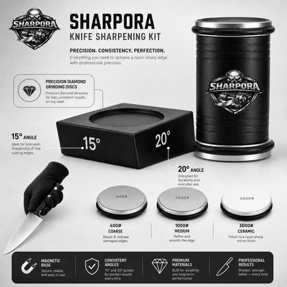 Rolling Knife Sharpener System, 3 Stage Diamond Discs, 400/1000/3000 Grit