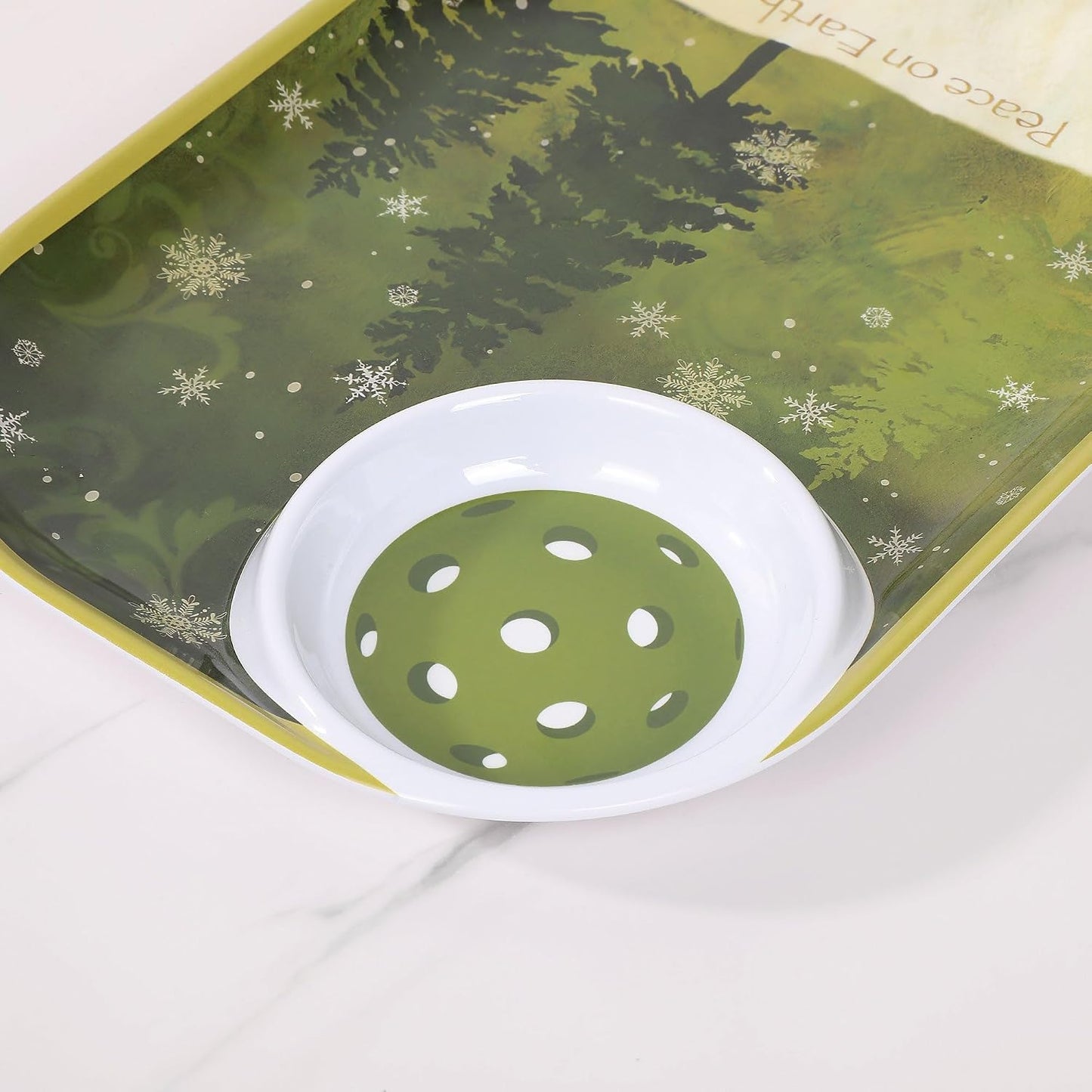 UPware Watermelon Melamine Chip and Dip Snack Tray, Summer Fruit Pickleball Paddle Shape Platter for Chips, Salsa, Fruits, and Appetizers, 15.75 x 8 Inch