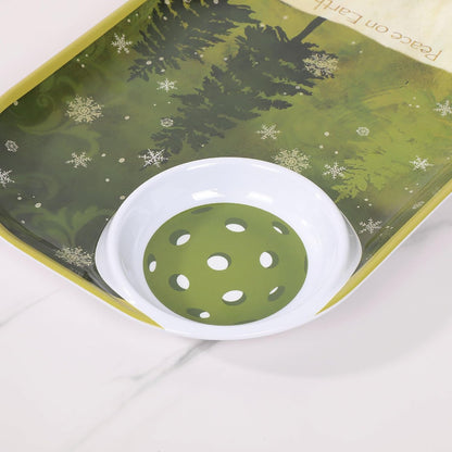 UPware Watermelon Melamine Chip and Dip Snack Tray, Summer Fruit Pickleball Paddle Shape Platter for Chips, Salsa, Fruits, and Appetizers, 15.75 x 8 Inch