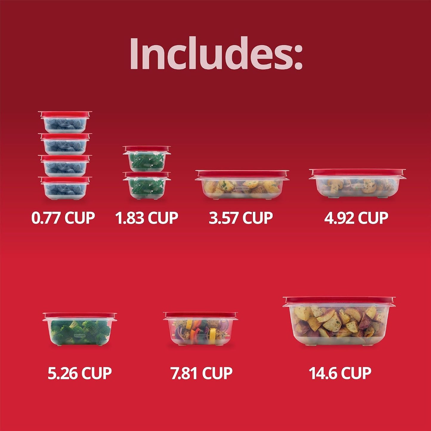 Rubbermaid EasyStore Large Containers, 18-Piece Set, Food Storage Containers with Lids