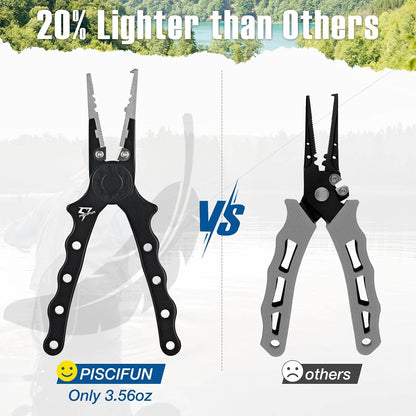 Piscifun Saltwater Fishing Pliers, Aluminum, Split Ring, Braid Cutter