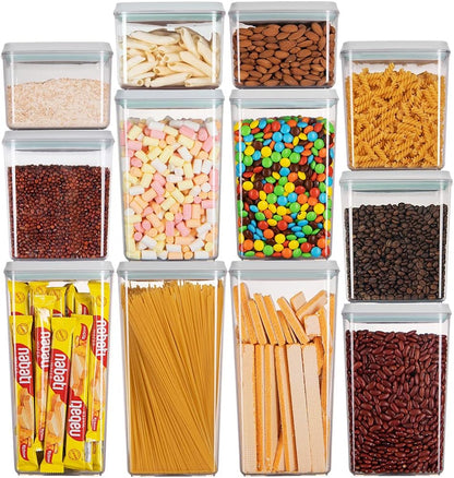 Ankou Airtight Container Set - (380ml 4 Pcs) Stackable One Button Openning Food Containers for Snacks Candy Salt Herbs Spices BPA-Free Tranparent (0.32 QT * 4)