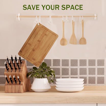 Bamboo Cutting Boards for Kitchen, Wood Cutting Board Set with Juice Grooves & Built-in Handles, Large Medium Small Chopping Board for Meat, Vegetables, Fruit